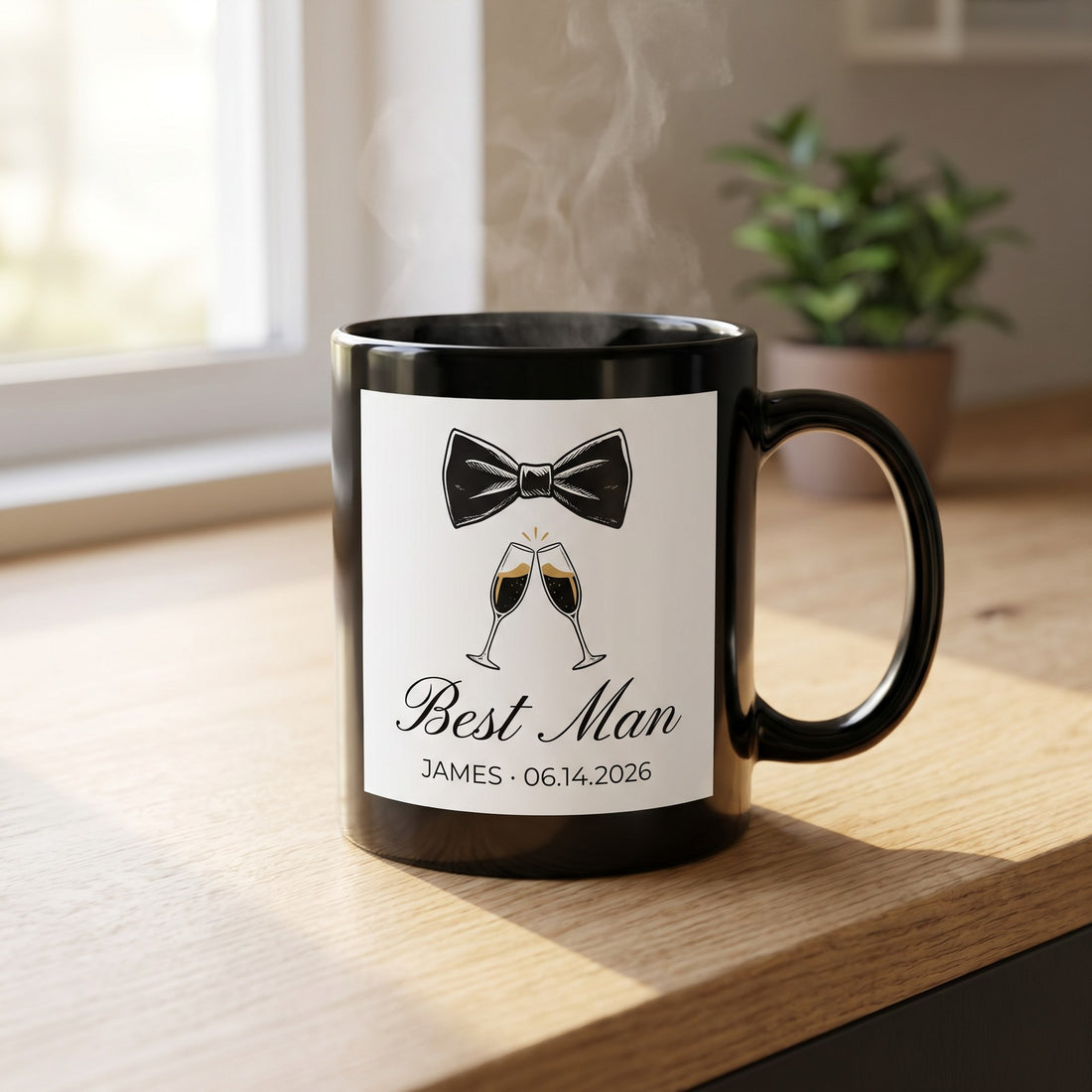 Black Photo Mug, 11 oz, with a design printed on it