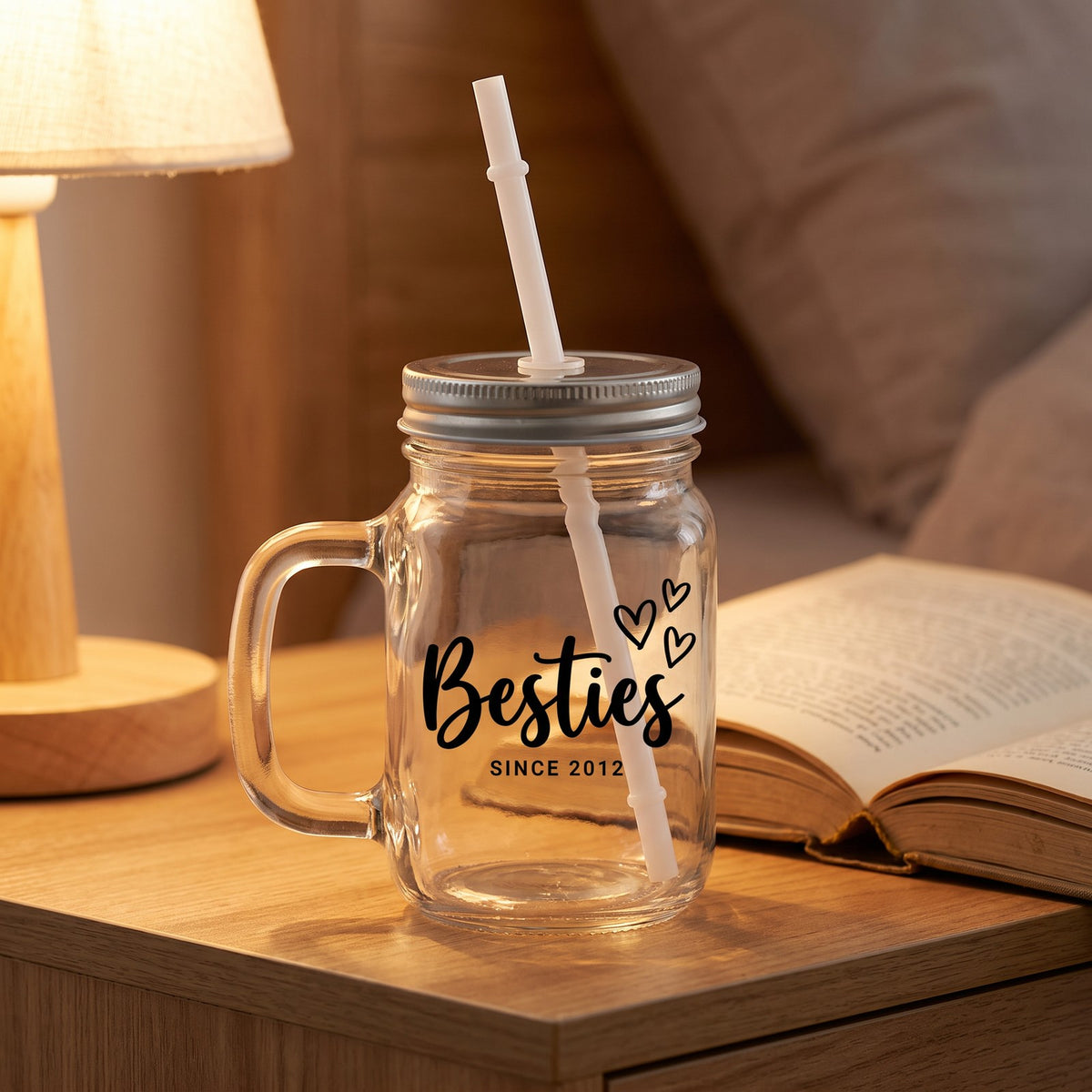 12 oz Mason Jar Photo Glass, Clear, with a design printed on it | hhs