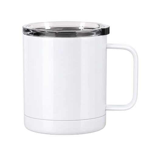 12 oz Stainless Photo Coffee Cup, White, plain | hhs