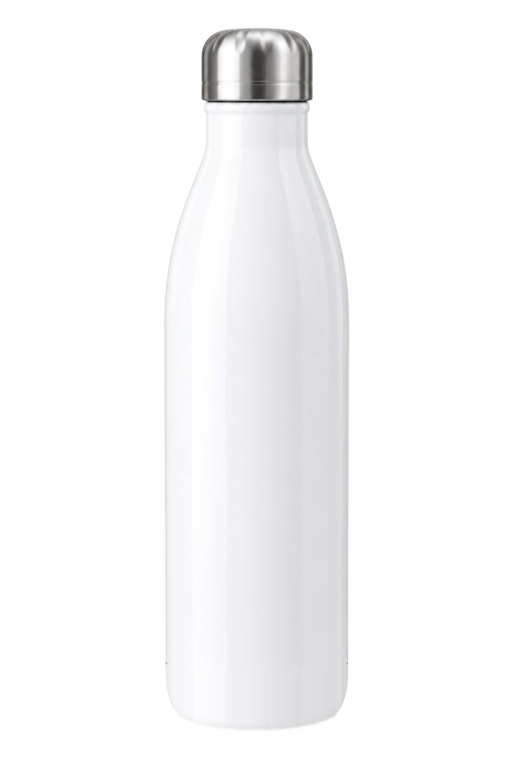 17 oz Curved Stainless Photo Bottle, White, plain | hhs