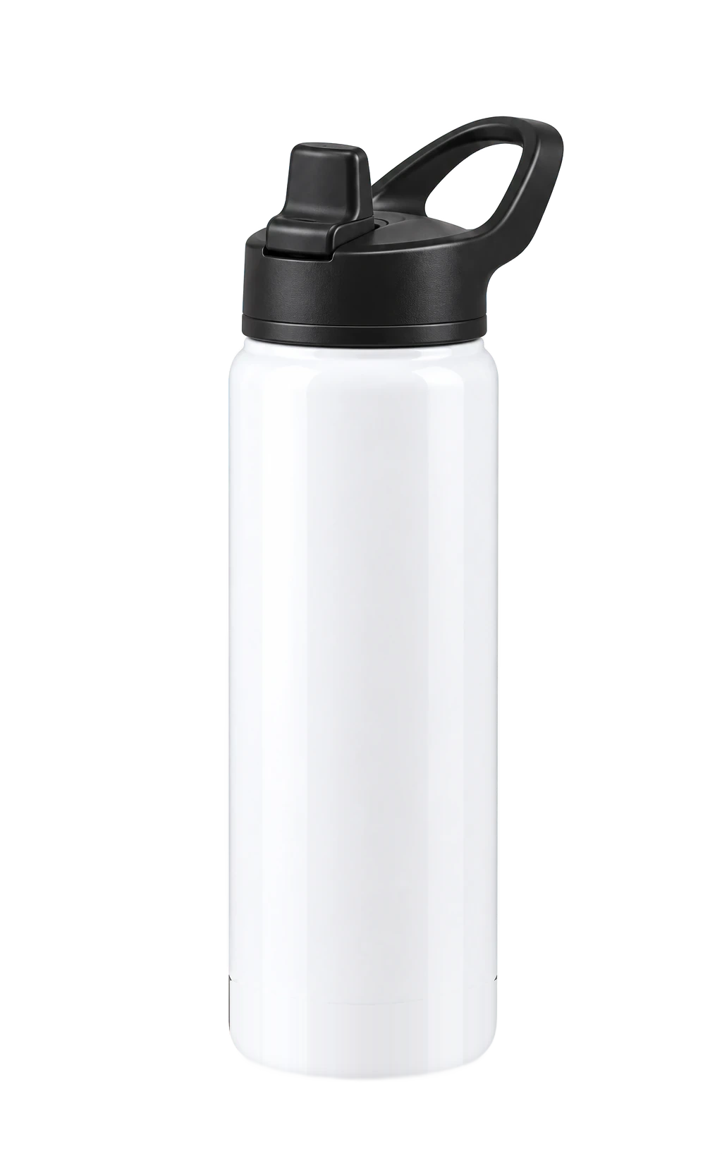 22 oz Stainless Photo Flask with Straw Lid, White, plain | hhs