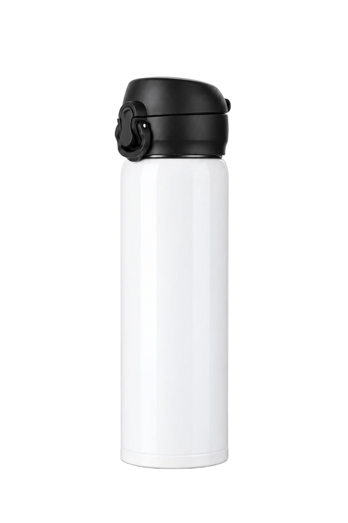 17 oz Pop Lid Stainless Photo Bottle, White, plain | hhs