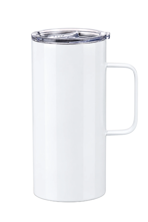20 oz Stainless Photo Mug with Handle, White, plain | hhs