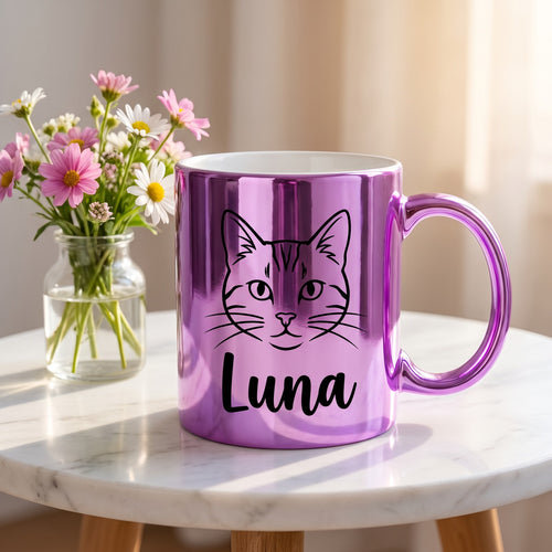 11 oz Metallic Purple Photo Mug, Purple, with a design printed on it | hhs