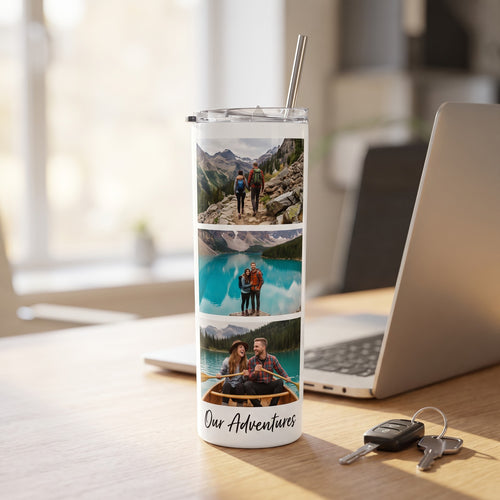 20 oz Stainless Photo Tumbler, White, with a design printed on it | hhs