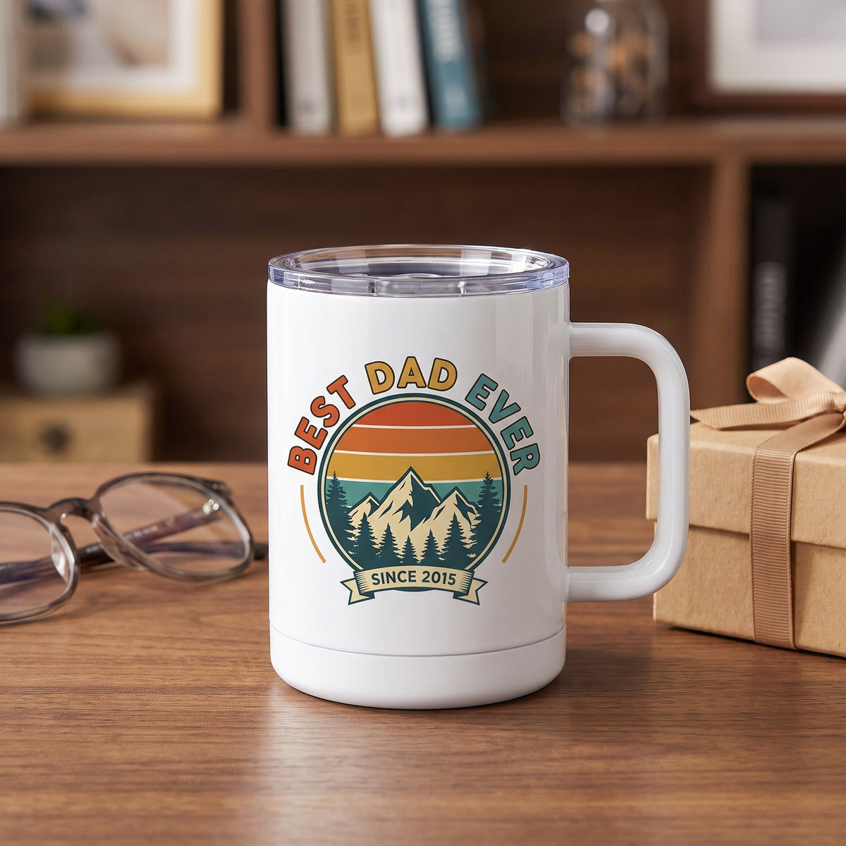 13 oz Stainless Photo Coffee Mug, White, with a design printed on it | hhs