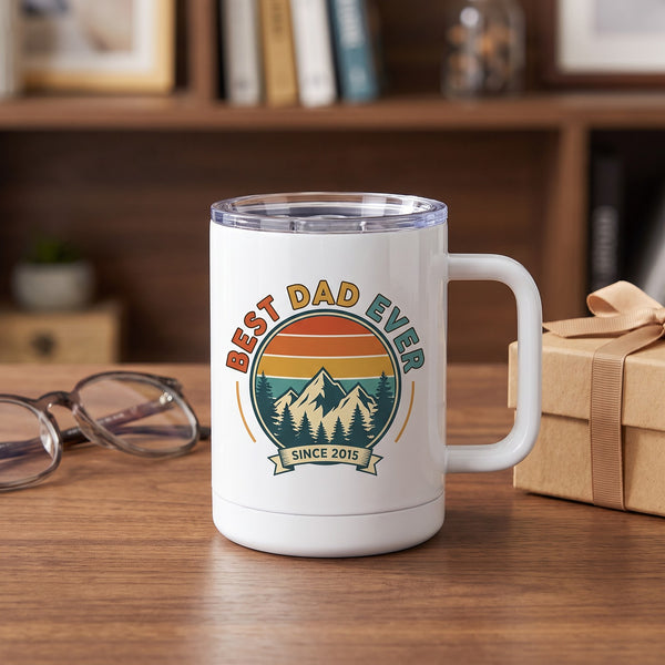13 oz Stainless Photo Coffee Mug, White, with a design printed on it | hhs